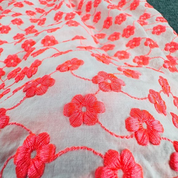 J. Crew Fit & Flare Dress Sleeveless Sz 0 Round Neck Neon Pink Orange Floral - Picture 8 of 14